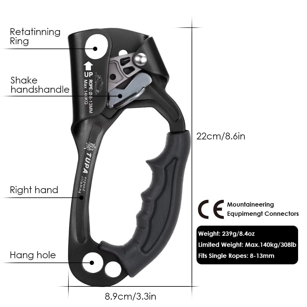 Lixada Climbing Hand Ascender 8-13mm Vertical Rope Access with Ergonomic Rubber Handle CE Certified Strong Rappelling Gear Equipment for Rock Climbing Tree Arborist, Rescue Caving - Image 2