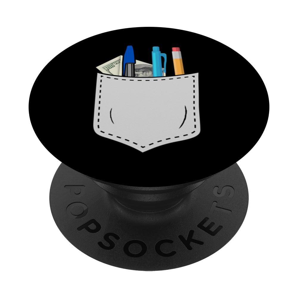 Fun Men's T-Shirt With Pocket Protector Pen Holder Gifts PopSockets Standard PopGrip