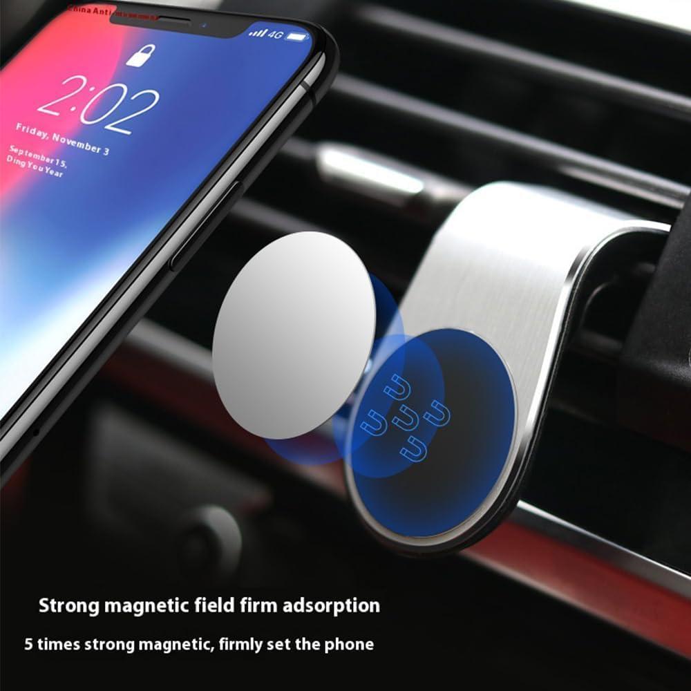 Jefuzh Mobile Phone Navigation Magnetic Bracket,Phone Holders for Your car, L Type 360° Rotatable Car Mount Magnet Universal Car Cell Holder Strong Magnet Mount forAny Smart Phone (2PC Black) - Image 2