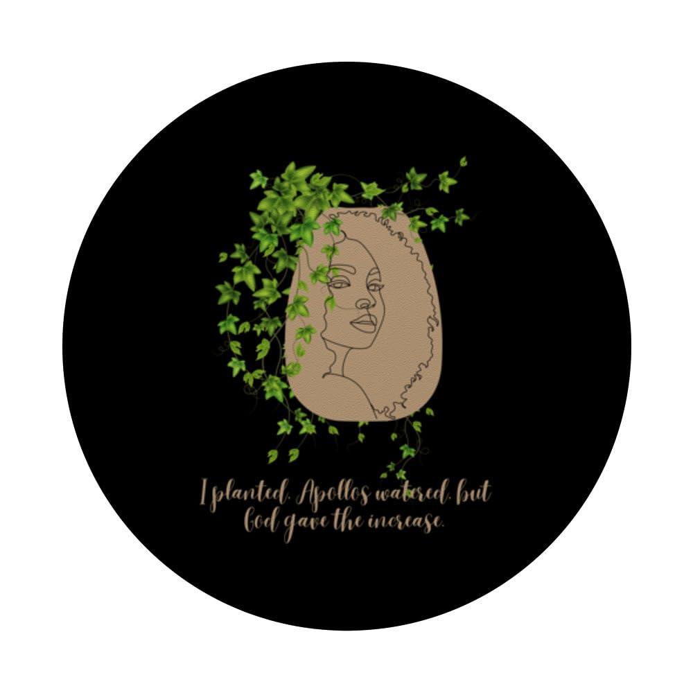 Face Planters Flower Pots Head Black Woman Curly Kinky Hair PopSockets Standard PopGrip - Image 3