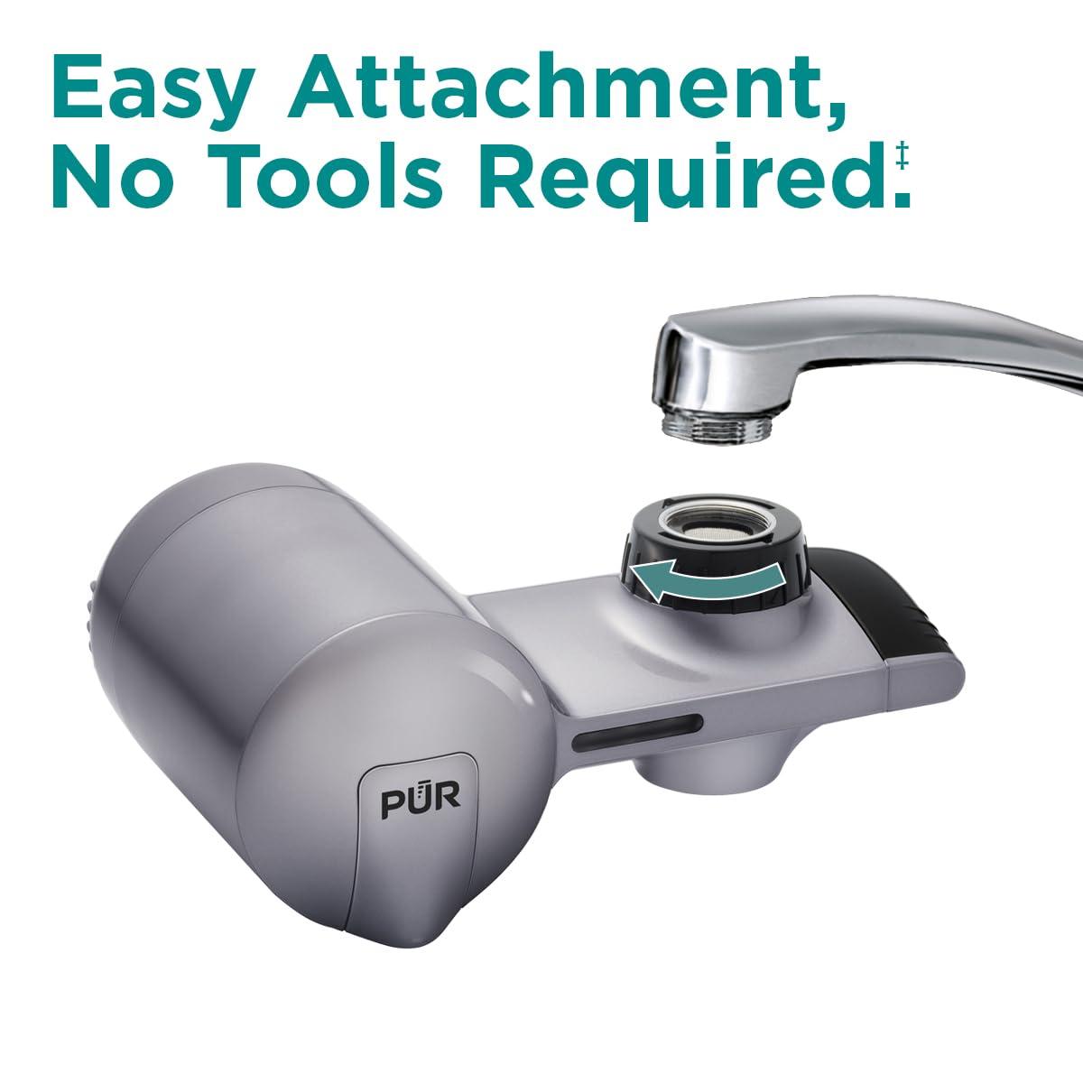 PUR PLUS Horizontal Faucet Mount Water Filtration System with 3-in-1 Lead Reducing Filter for Great-Tasting Filtered Tap Water, Lasts 100 Gallons, Fits Most Kitchen or Bathroom Faucets, Metallic Grey - Image 5