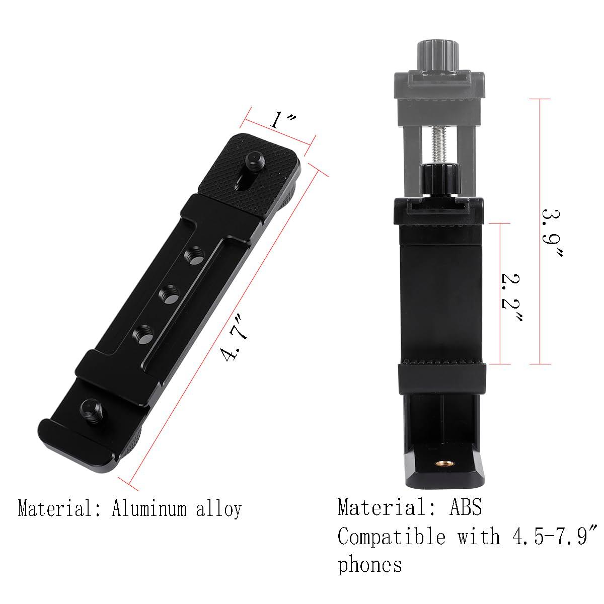 Leenconghui Phone Holder for DJI Osmo Pocket 3, Cell Phone Mount Expansion Accessories with 1/4" Thread Hole Used with Tripod and Extension Rod - Image 5