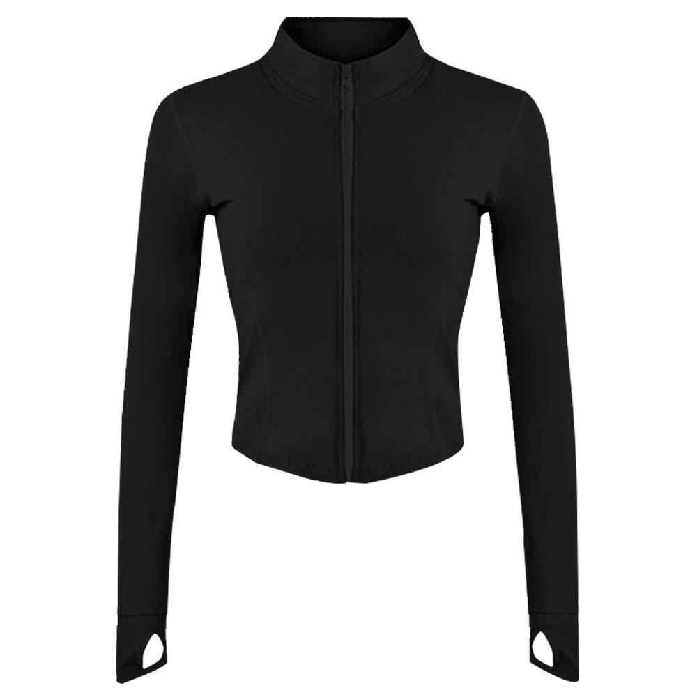 Gihuo Women's Athletic Full Zip Lightweight Workout Jacket with Thumb Holes