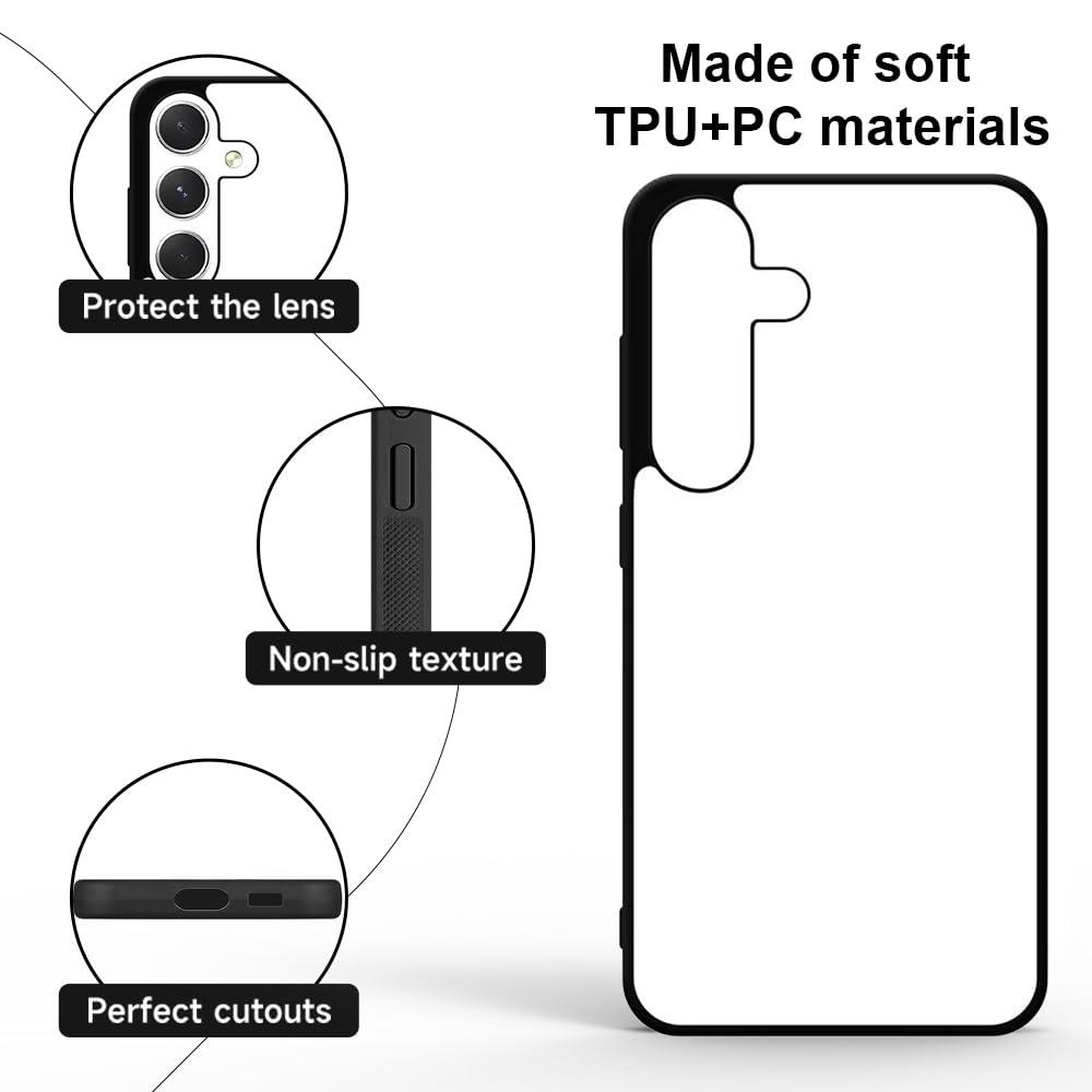 FOQENCCI 5 Piece Phone Case Compatible for Samsung Galaxy S25 Plus Sublimation Blank Case with Soft TPU + Hard PC Printable Blank Aluminum DIY Custom Phone Cover - Image 3