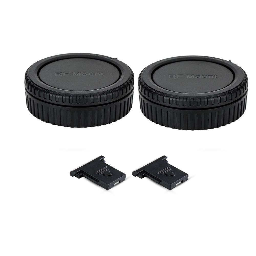2 Pack RF Mount Body Cap Cover & Rear Lens Cap for Canon EOS R100 R50 R50V R8 R R1 R3 R5 R6 Mark II R7 R10 RP Mirrorless Camera & RF Mount Lenses, with 2 Extra Hot Shoe Protective Covers Included