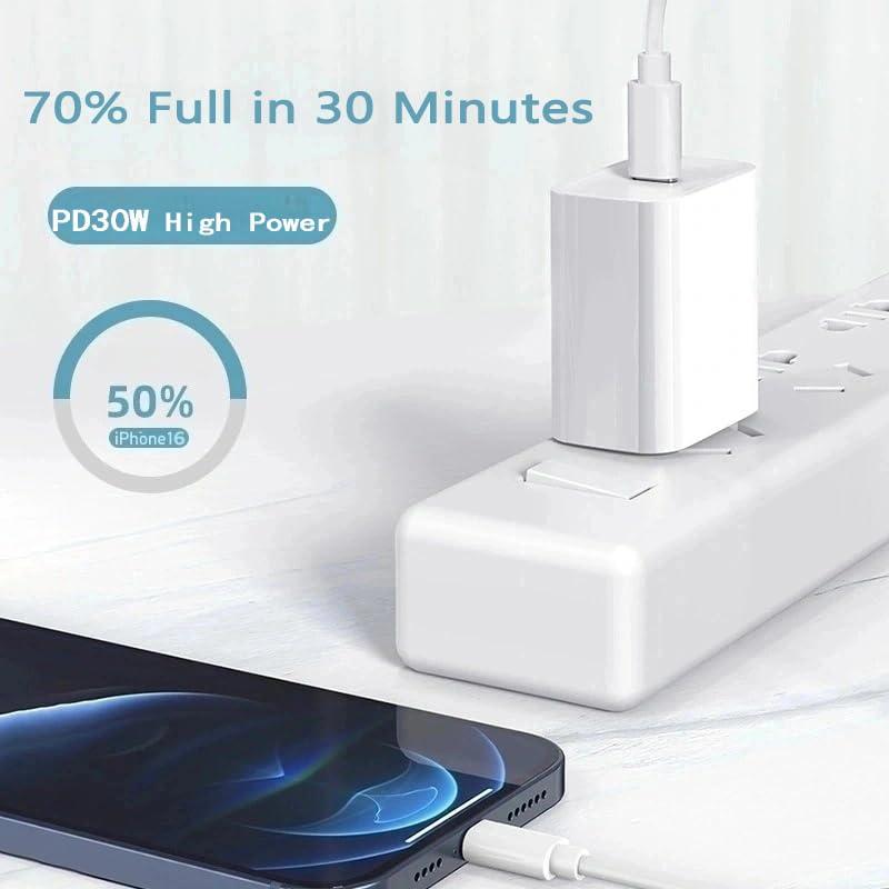 iPhone 16 15 Fast Charging [Apple MFi Certified] 30W USB C Charger Block Type C Charger 2 Pack 6FT Cord Compatible with iPhone 16/16 Plus/16 Pro/16 Pro Max/iPhone 15/15 Pro Max - Image 3