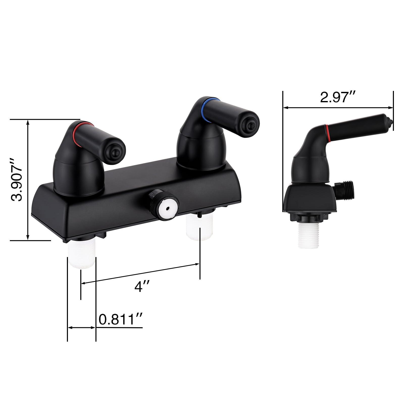 RV Shower Faucet - 4" Dual Lever Shower Valve Diverter with Hot/Cold Control, Leak-Proof and Rust-Proof ABS Construction for RV/Camper/Motorhome Bathroom (Indoor/Outdoor Use) Black - Image 2