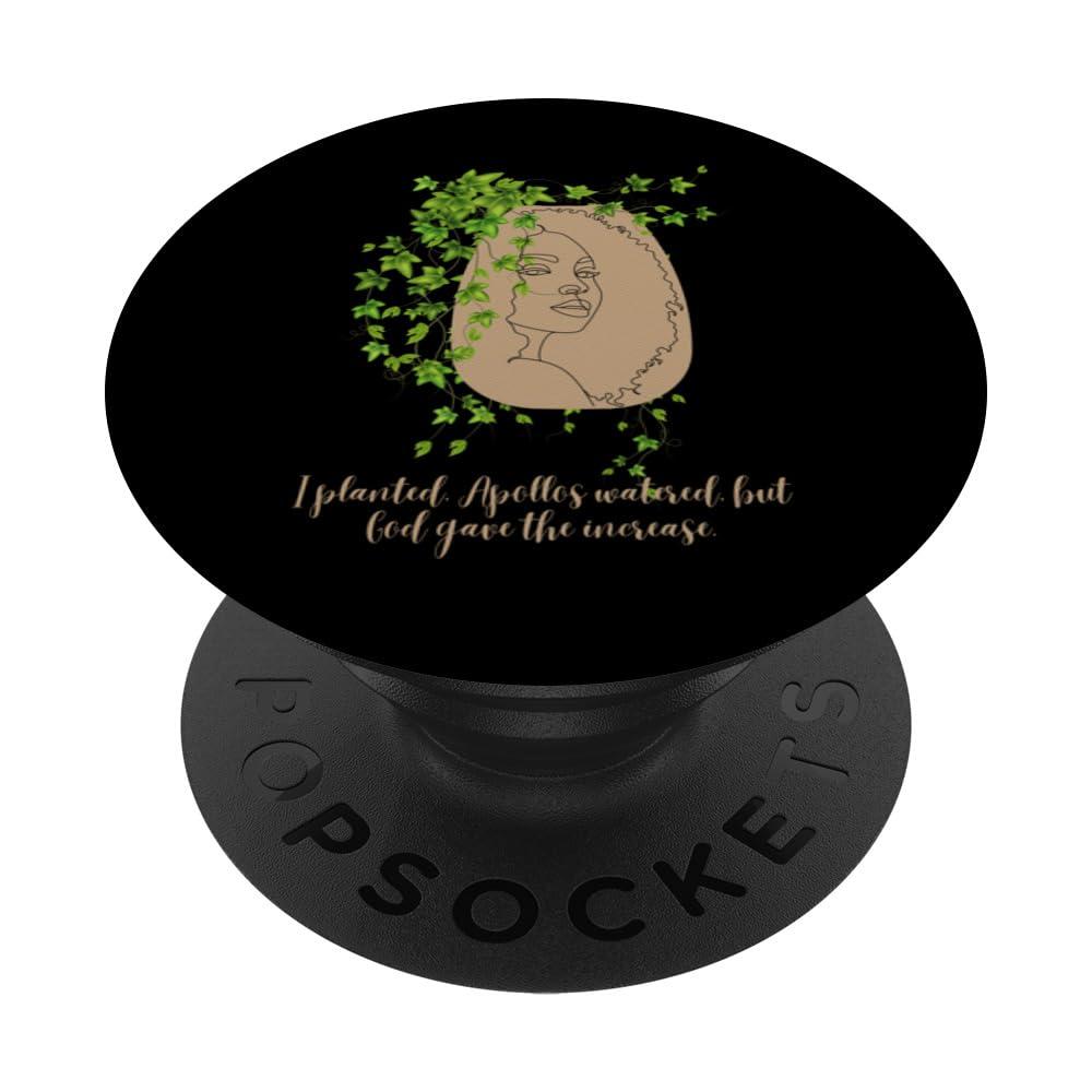 Face Planters Flower Pots Head Black Woman Curly Kinky Hair PopSockets Standard PopGrip