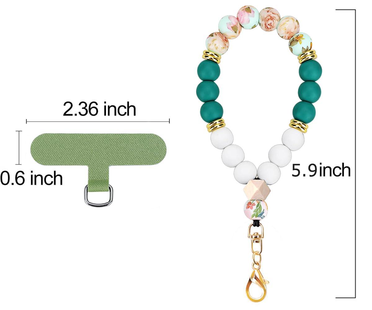 VICHUNHO Marble Silicone Beaded Phone Wrist Strap, Cellphone Lanyard with Tether Tab, Elastic Hands-Free Wristlet Bracelet - Image 6