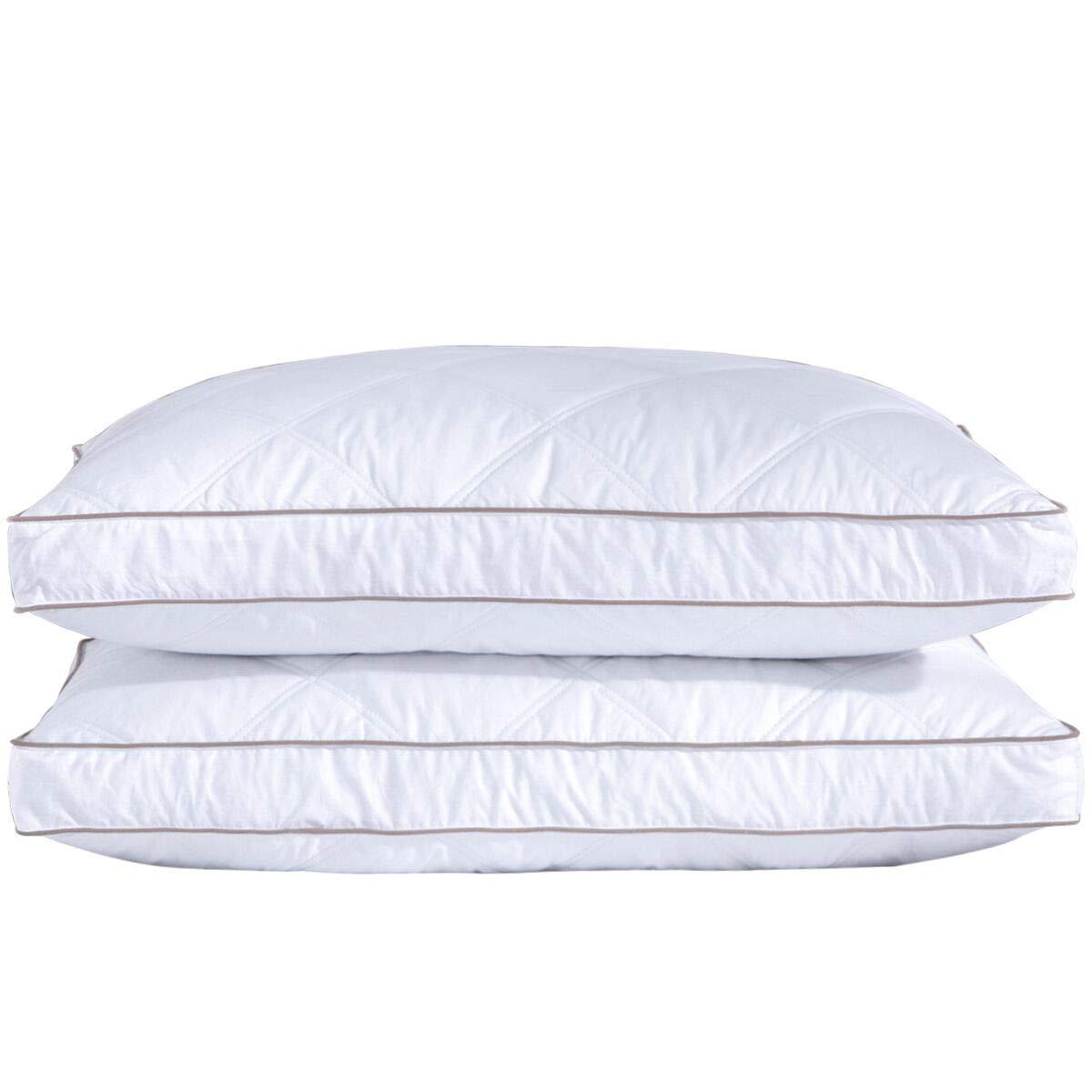 puredown® Goose Feathers and Down Pillow for Sleeping Gusseted Bed Hotel Collection Pillows, King, Set of 2