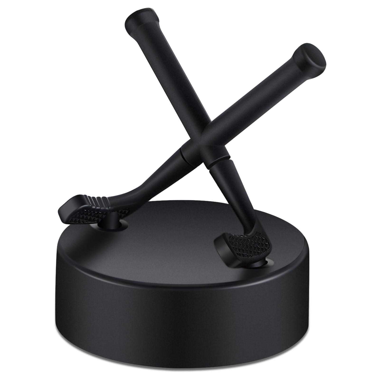 Dunzy Hockey Puck Phone Stand Hockey Cell Phone Stand Universal Smartphone Holder for Desk Accessories Home Office Desktop, Compatible with Most Mobile Phones(2 Pcs)