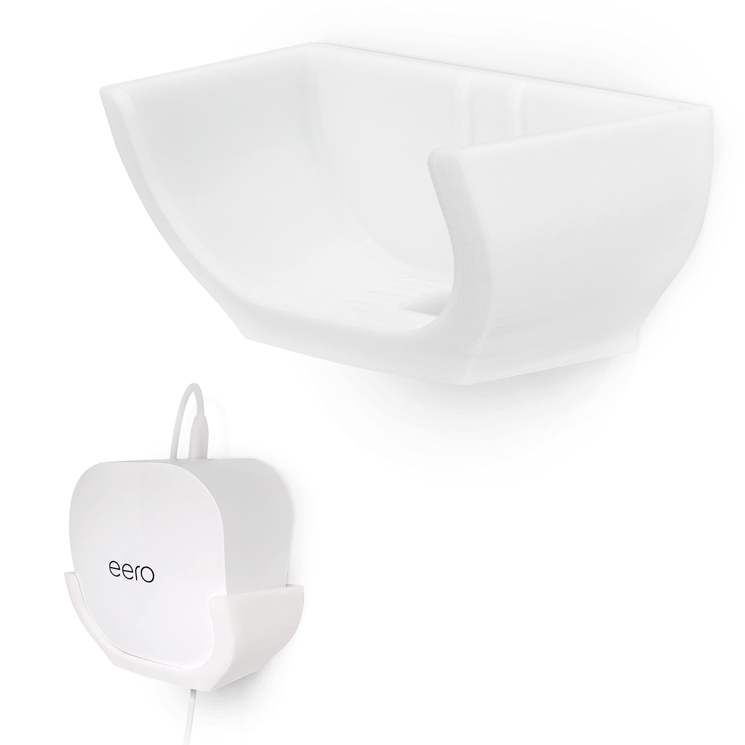 Screwless Wall Mount for Eero 6 Mesh WiFi Holder, Custom Design (NOT Compatible with Eero Pro 6 / Beacon), Strong VHB Adhesive, No Tools, No Mess, White by Brainwavz