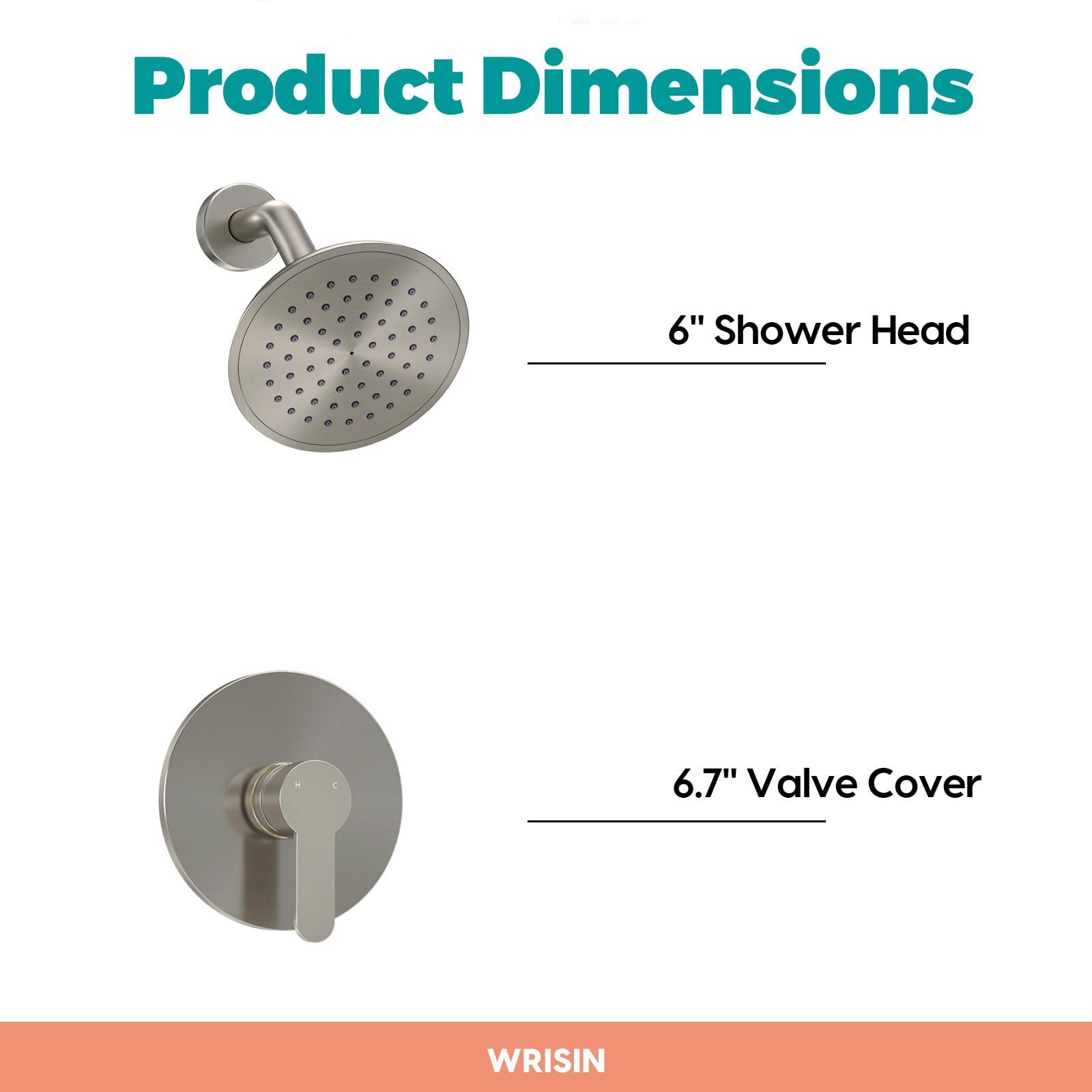 WRISIN Shower Faucet Set Brushed Nickel, Shower Valve Kit with 6 Inch Showerhead - Image 5
