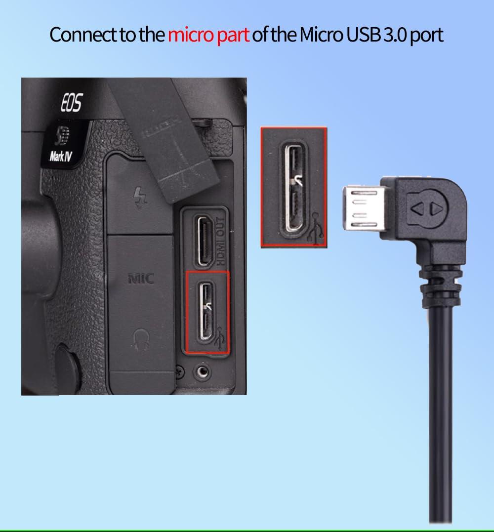 RS Multi-Camera Control Cable(USB-C to Micro), Right Angle, for DJI RS4 Pro RS4 RS3 Pro RS3 Mini RS3 RSC2 RS2 Gimbal Stabilizer, for SONY a7m2 a9 for CANON 5d4 5dsr NIKON Panasonic Fujifilm Camera - Image 4