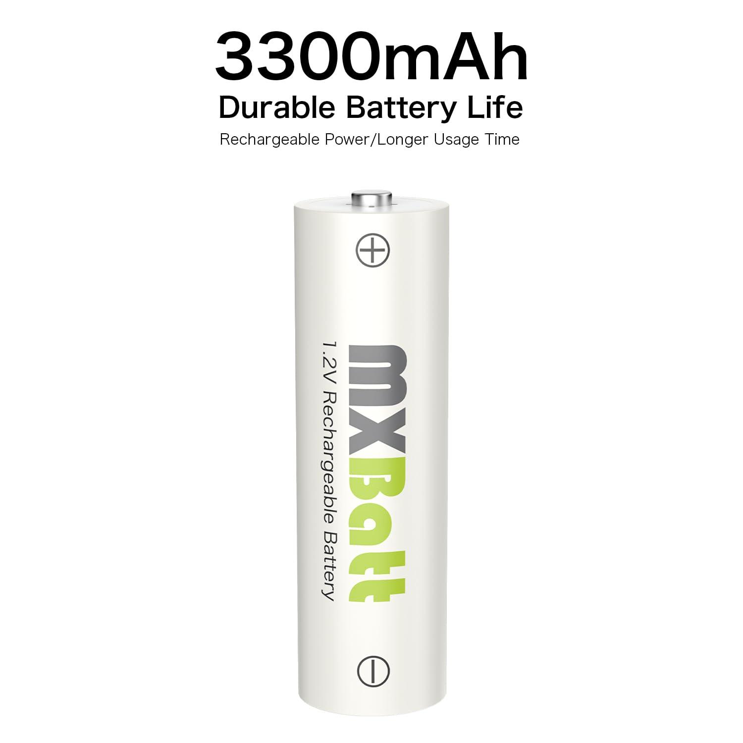 MXBatt Rechargeable AA Batteries Pre Charged High Capacity 3300mAh NiMH Double A Battery 1.2V Low Self Discharge Pack of 24, for Cordless Phones, Home Security, Household, Business Devices - Image 3
