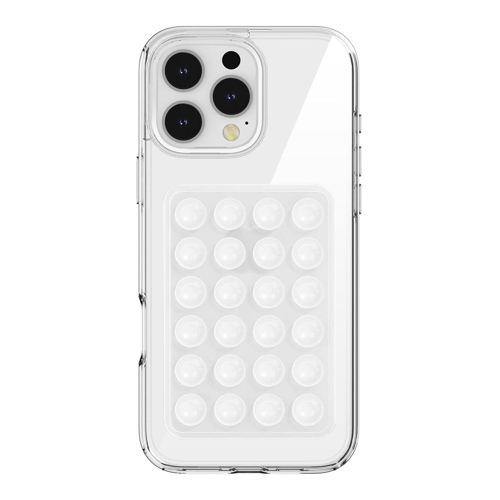 PKYAA Silicone Suction Phone Case Mount, Silicon Adhesive Phone Accessory for Smartphones, Hands-Free Mirror Shower Phone Holder for Selfies, Tiktok Videos (Translucent)