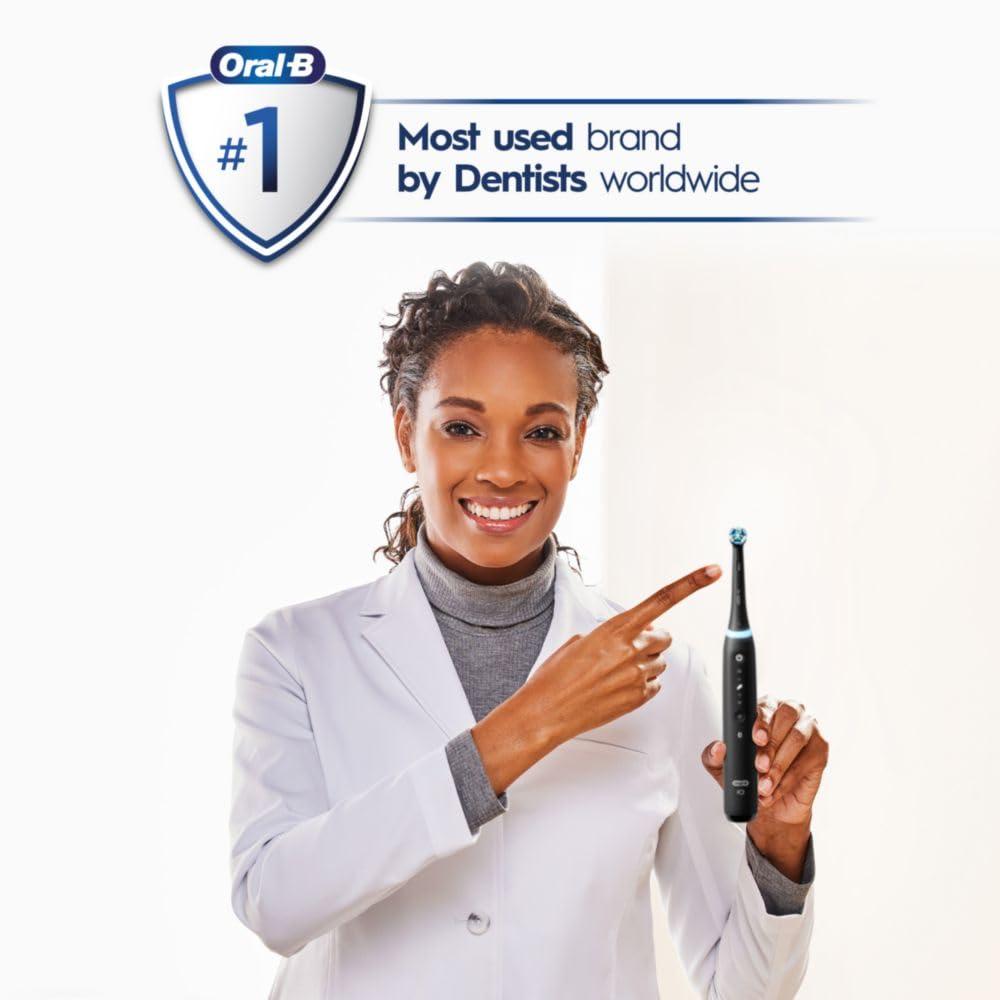Oral-B iO Deep Clean + Whiten Rechargeable Electric Toothbrush with Visible Pressure Sensor, 2 Minute Timer, 5 Cleaning Settings, 1 iO5 Limited, 3 Toothbrush Heads, Travel Case & Refill Holder, Black - Image 8