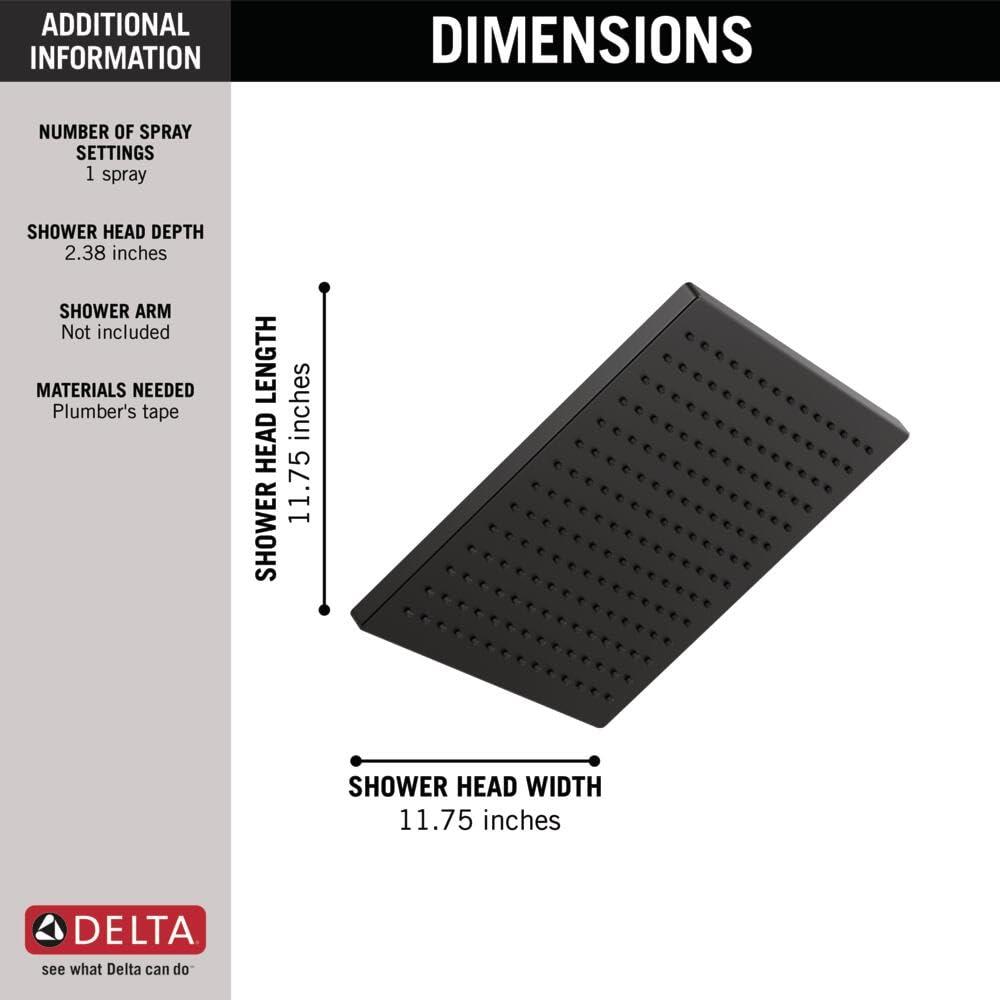 Delta 52159-BL25 Single-Setting Metal Raincan Head, Without Shower Arm, Matte Black - Image 3