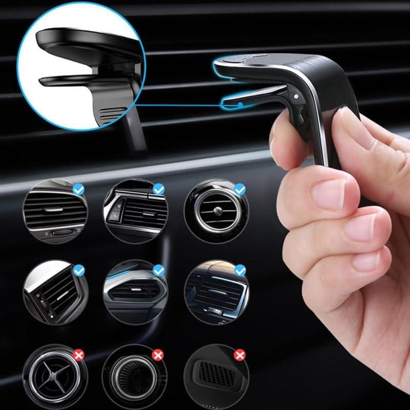 Jefuzh Mobile Phone Navigation Magnetic Bracket,Phone Holders for Your car, L Type 360° Rotatable Car Mount Magnet Universal Car Cell Holder Strong Magnet Mount forAny Smart Phone (2PC Black) - Image 3