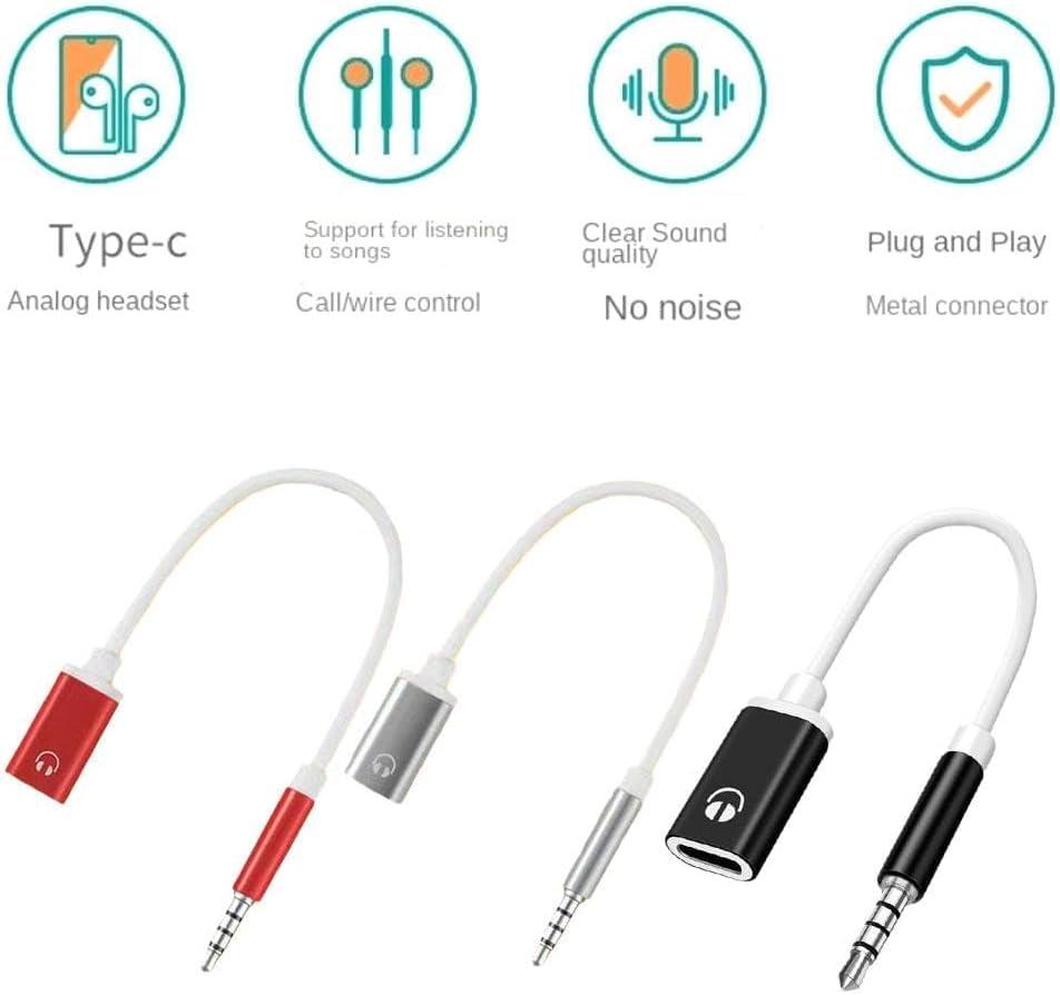 Wentoenapp 2 Pcs Black 3.5mm Male to TypeC Female Audio Cable Cord 3.5mm Analog Cable Type-C Converter Earphone Adapter Compatible with CD Players, MP3 Players, Laptops, Tablets, Smartphone - Image 2