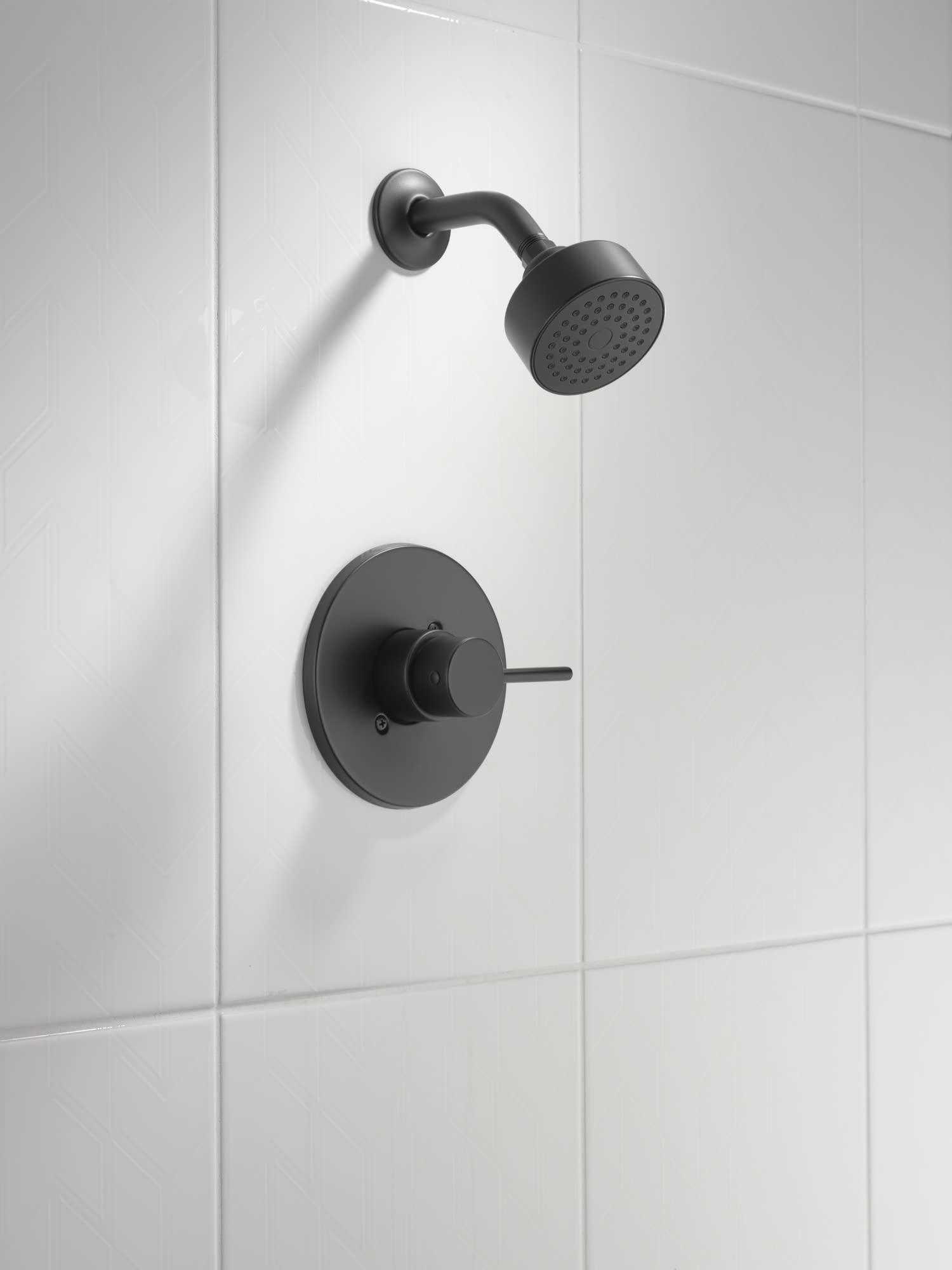 Delta Faucet Modern 14 Series Matte Black Shower Faucet, Delta Shower Trim Kit with Single-Spray Touch-Clean Black Shower Head, Matte Black T14259-BL-PP (Valve Not Included) - Image 3