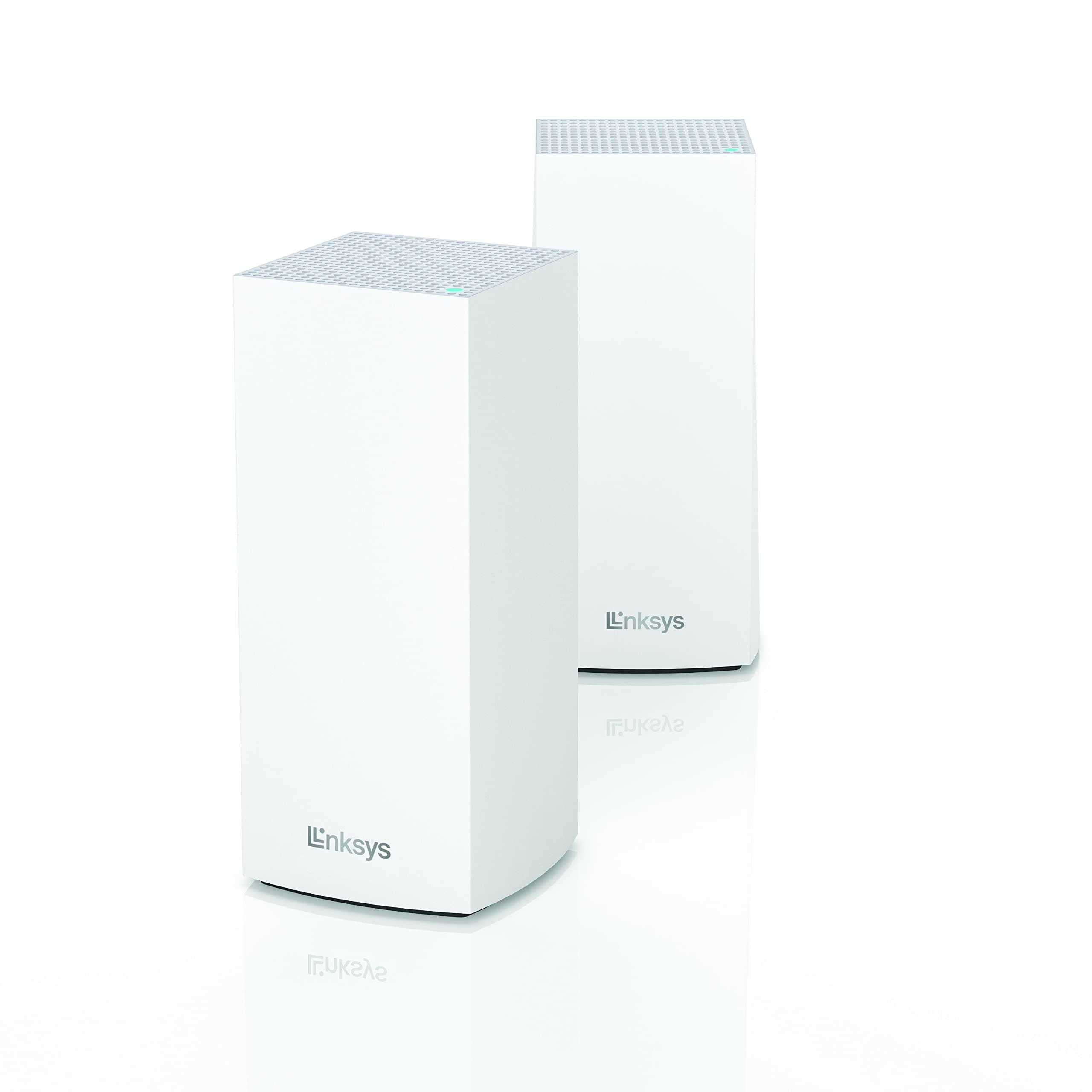 Linksys MX8000/MX8400 Mesh WiFi Router - AX4200 WiFi 6 Router - Velop Tri-Band WiFi Mesh Router - WiFi 6 Mesh Computer Routers for Wireless Internet - Connect 80+ Devices, 5,400 Sq Ft, 2-Pk