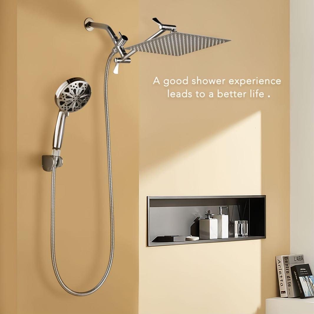 Razime 12''Rainfall Shower Head with Handheld Combo High Pressure 8+2 MODE built-in power wash, Stainless Steel Chrome Showerhead with 11'' Extension Arm Height/Angle Adjustable with Holder&60"Hose - Image 7