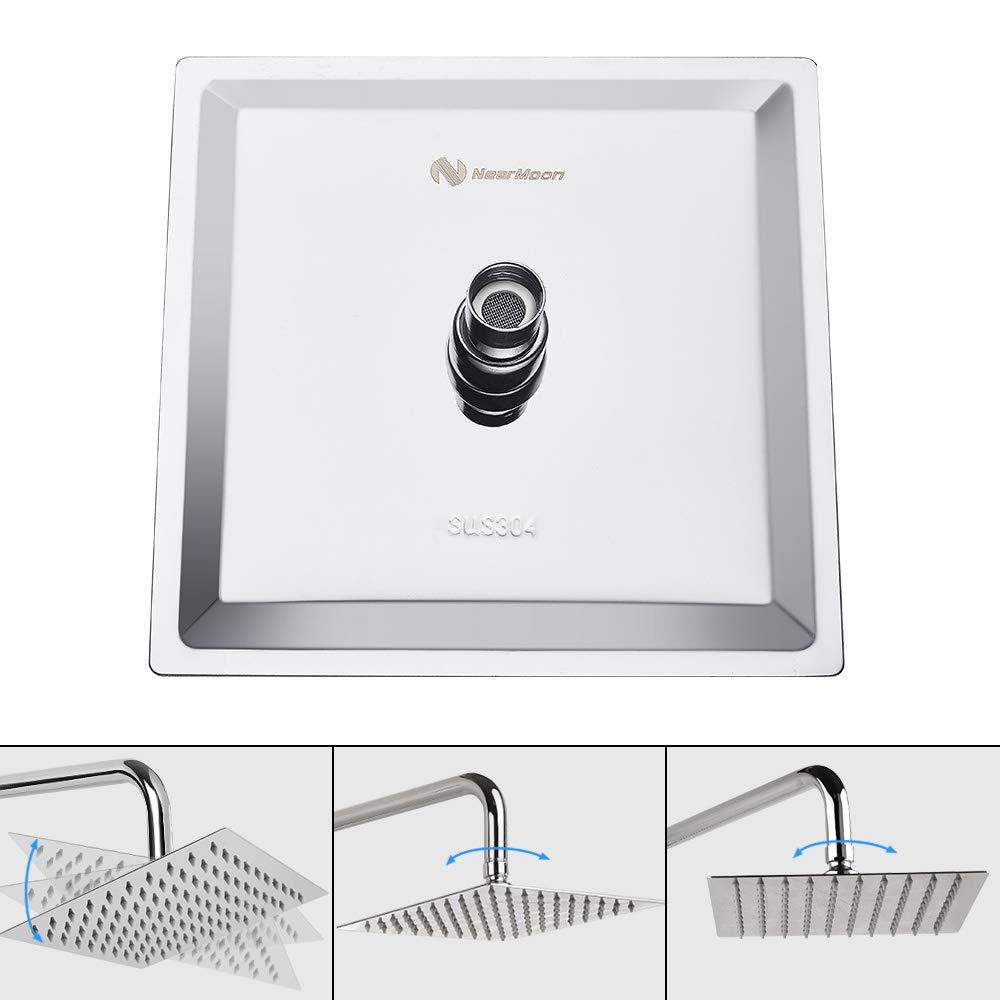 NearMoon Rain Shower Head, High Flow Stainless Steel Square Rainfall Shower, High Pressure Design, Awesome Shower Experience Even At Low Water Flow (8 Inch, Chrome Finish) - Image 4