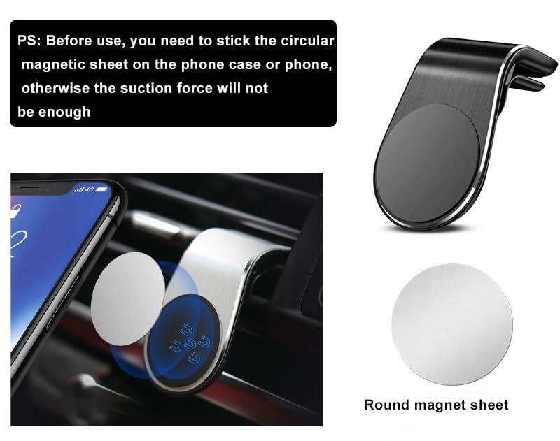 Jefuzh Mobile Phone Navigation Magnetic Bracket,Phone Holders for Your car, L Type 360° Rotatable Car Mount Magnet Universal Car Cell Holder Strong Magnet Mount forAny Smart Phone (2PC Black) - Image 6