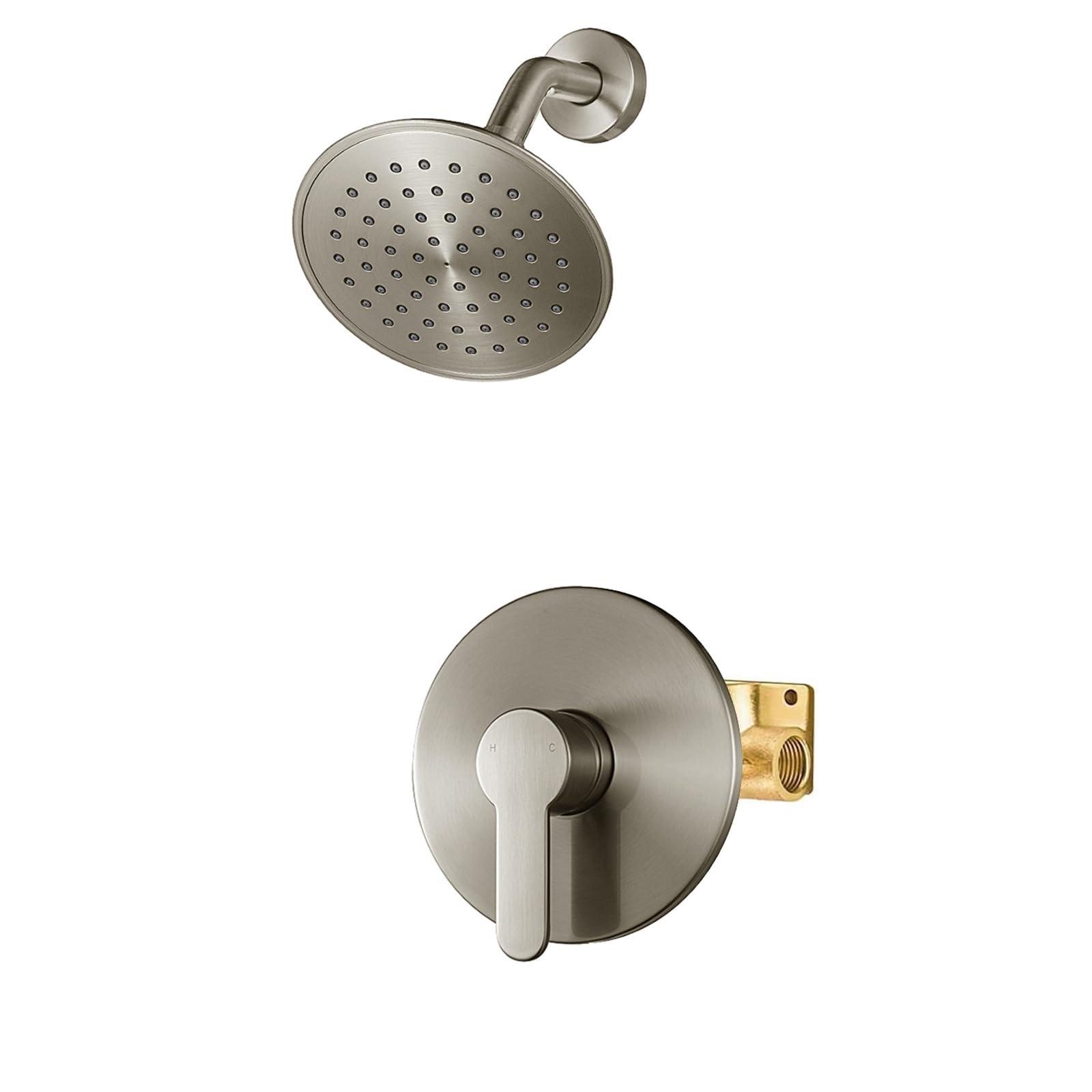 WRISIN Shower Faucet Set Brushed Nickel, Shower Valve Kit with 6 Inch Showerhead