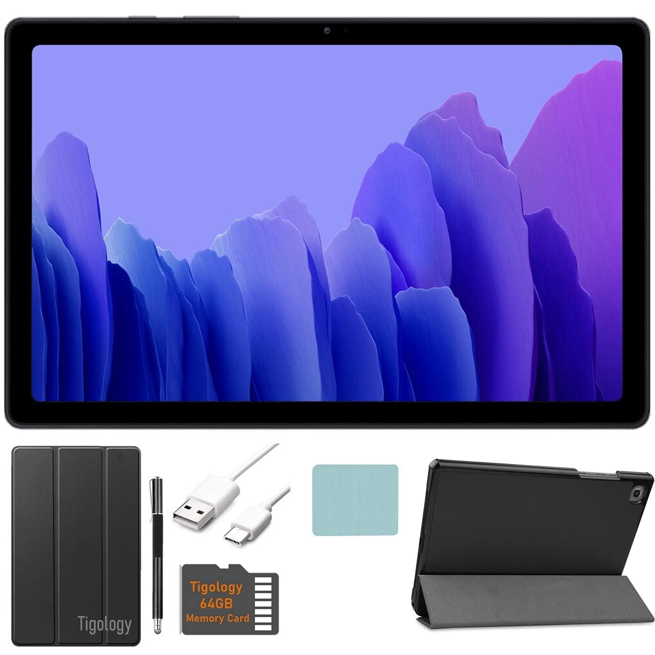 SAMSUNG 2020 Galaxy Tab A7 10.4’’ (2000x1200) TFT Display Wi-Fi Tablet Bundle, Qualcomm Snapdragon 662, 3GB RAM, Bluetooth, Dolby Atmos Audio, Android 10 OS w/Tigology Accessories (64GB, Gray)
