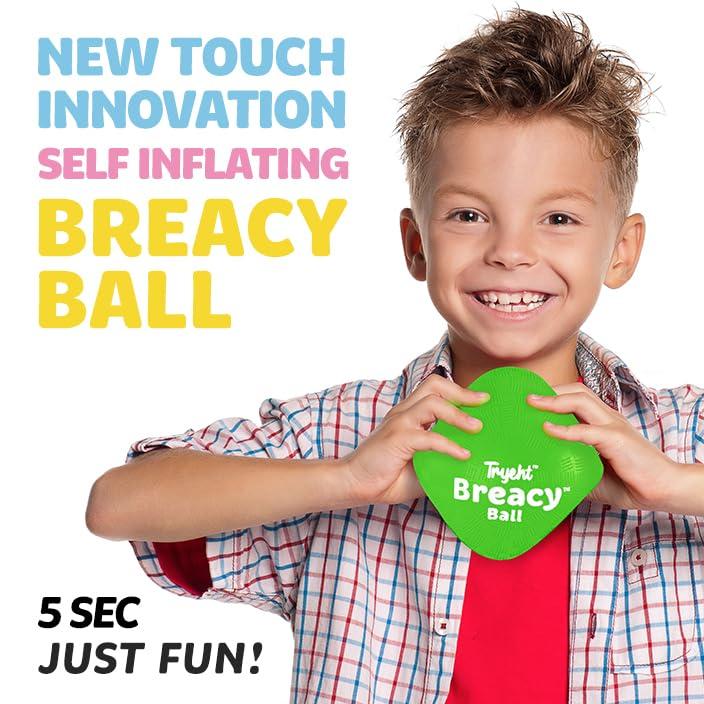 Tryeht Self Inflating Ball 5", Rubber New Feel Breacy Ball, Hi Bouncy, Never Need Pump, Neon Green, Playground Balls, Handball, Dodgeballs, Picnic and School Play in and Outdoor - Image 3