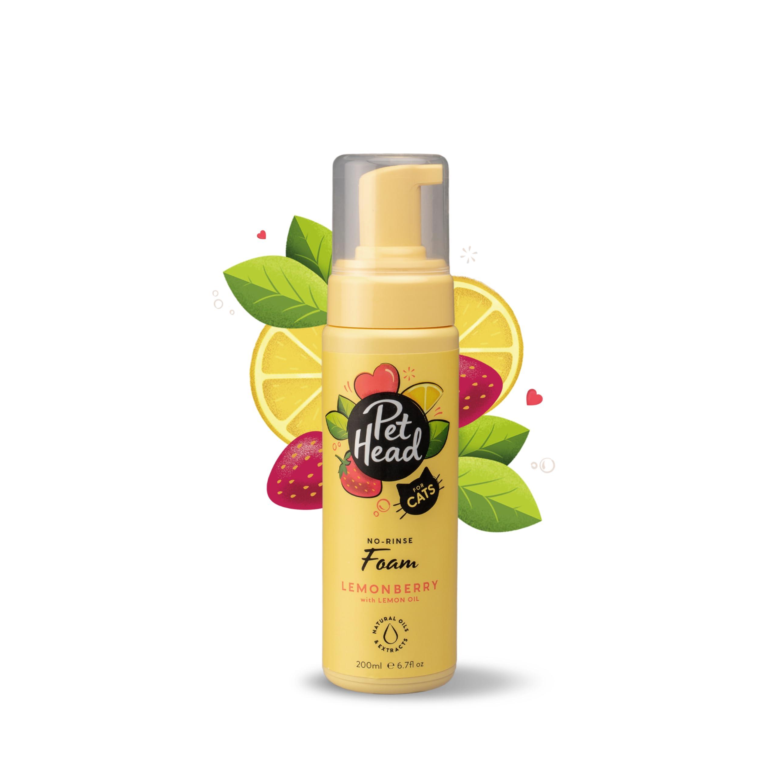 Pet Head Felin' Good Cat No Rinse Foam | Fruity Scent with Aloe Vera | Dry Cat Shampoo for Smelly Cats | Vegan | Lick-Safe | Gentle Formula for Kittens | Made in USA | 6.7 fl. oz.