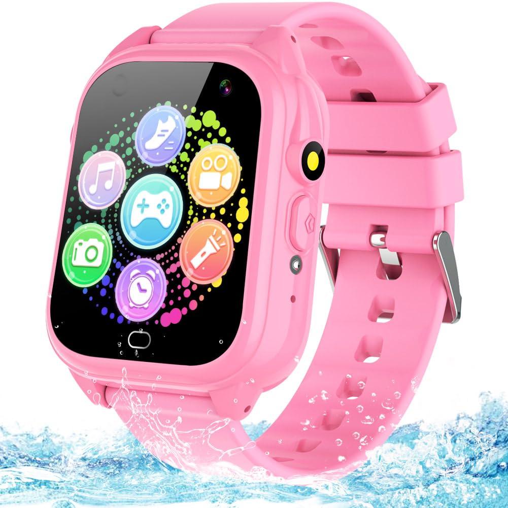 BEIARA Waterproof Kids Smart Watch for 3-12 Years Old Boys Girls Toys with 26 Game Video Camera Pedometer Music Player Alarm Clock Calculator 1.44'' HD Touchscreen Educational Toys Birthdays Gifts