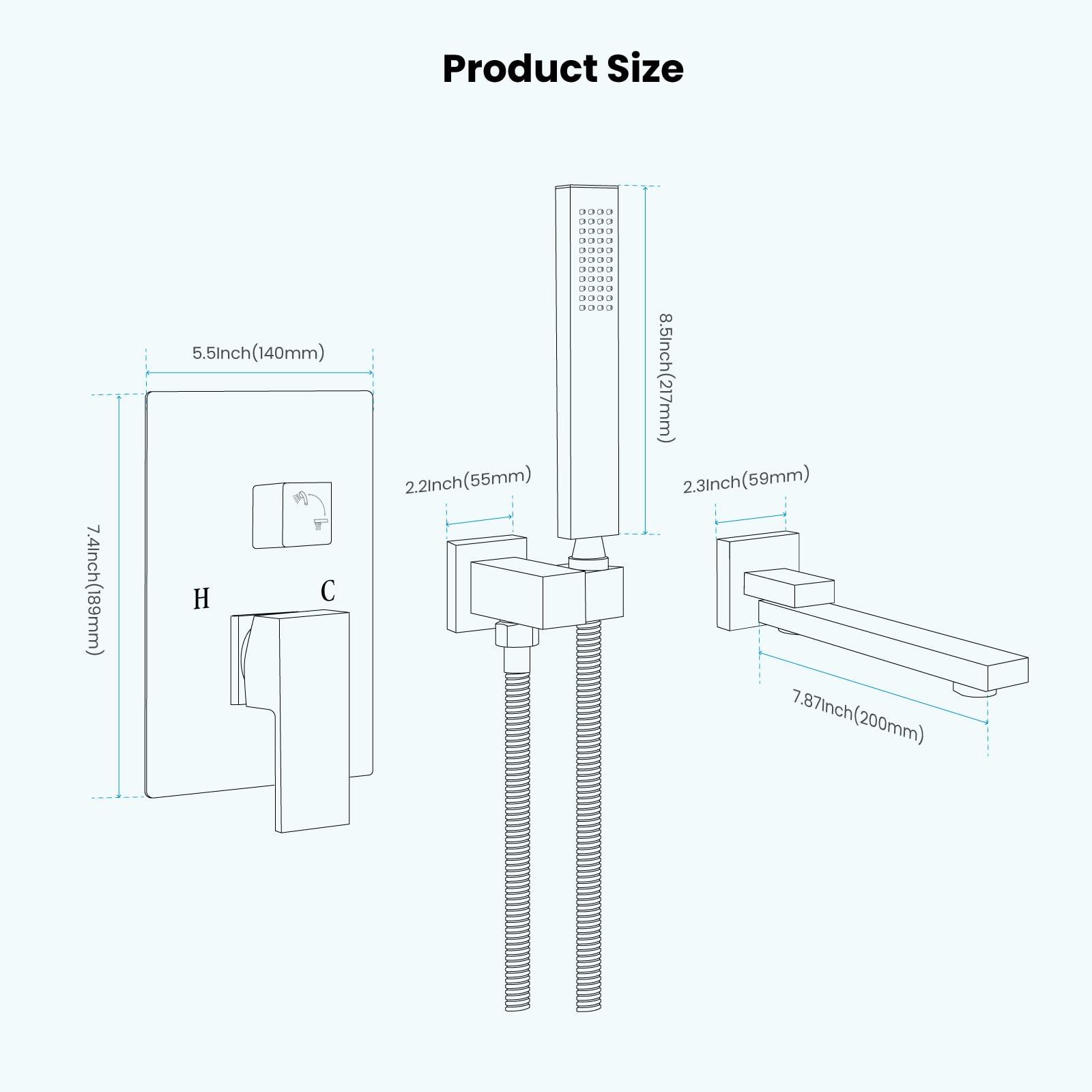 gotonovo Wall Mounted Bathtub Faucet with Hand Held Sprayer,Tub Shower Faucet Set,Single Handle Bathroom Shower System Mixer for Tub,Rough-In Valve Included Swivel Tub Spout Brushed Nickel - Image 6