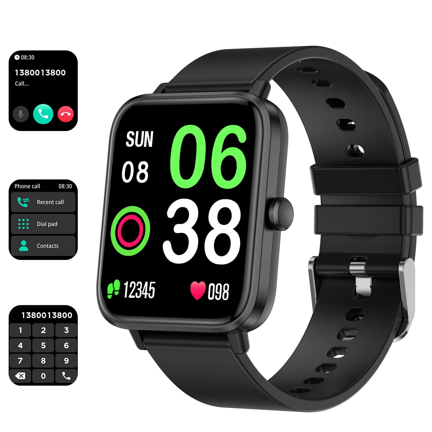 Smart Watch for Men Women Fitness Tracker Watch for iPhone Samsung Android Phone Compatible, SmartWatch with Pedometer, Heart Rate/Sleep Monitor, Blood Oxygen, IP68 Waterproof (Black)