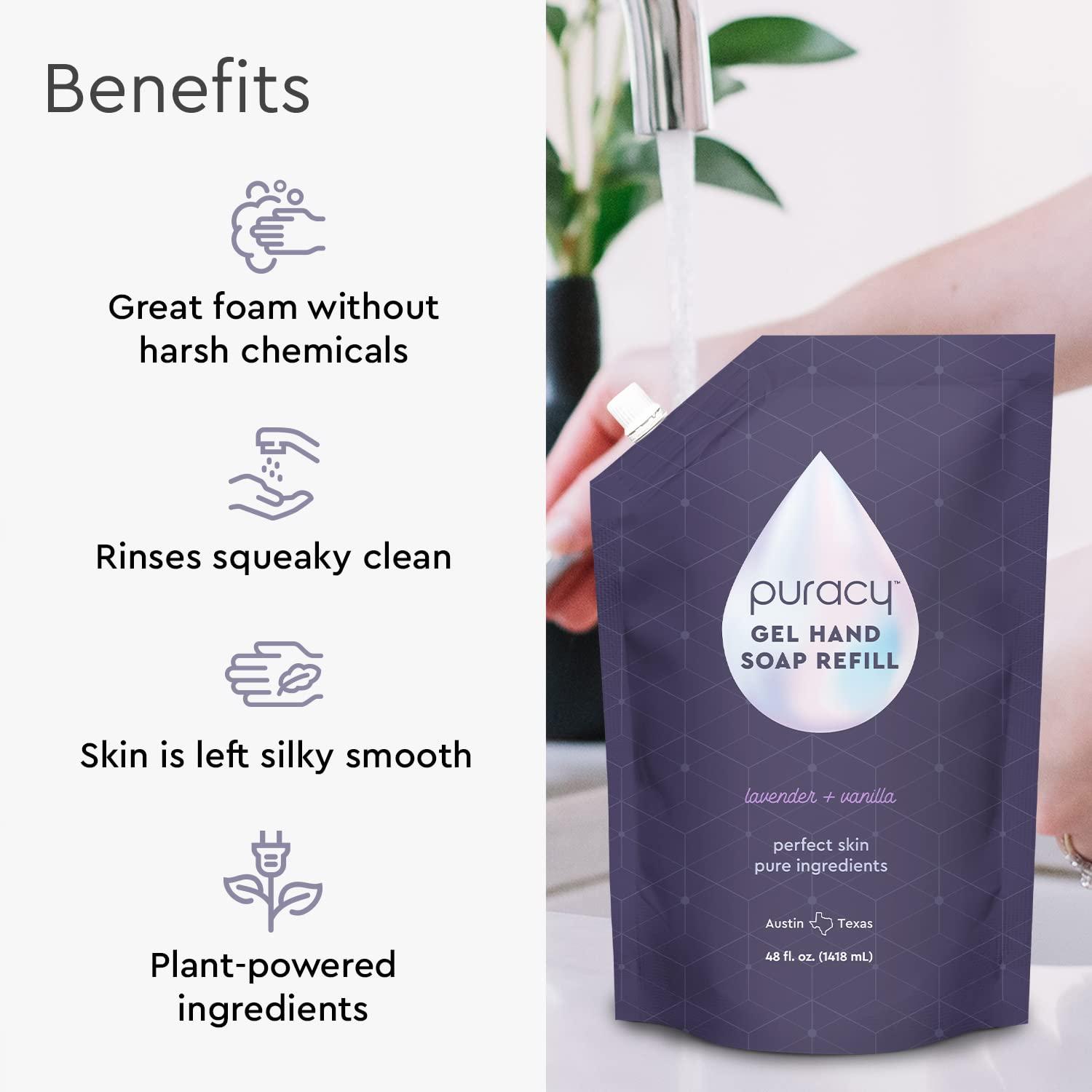 Puracy Organic Hand Soap, Professional Hand Washers We've All Become, Moisturizing Natural Gel Hand Wash Soap, Liquid Hand Soap Refills for Soft Skin (Refill Lavender & Vanilla, 48 Ounce) - Image 3