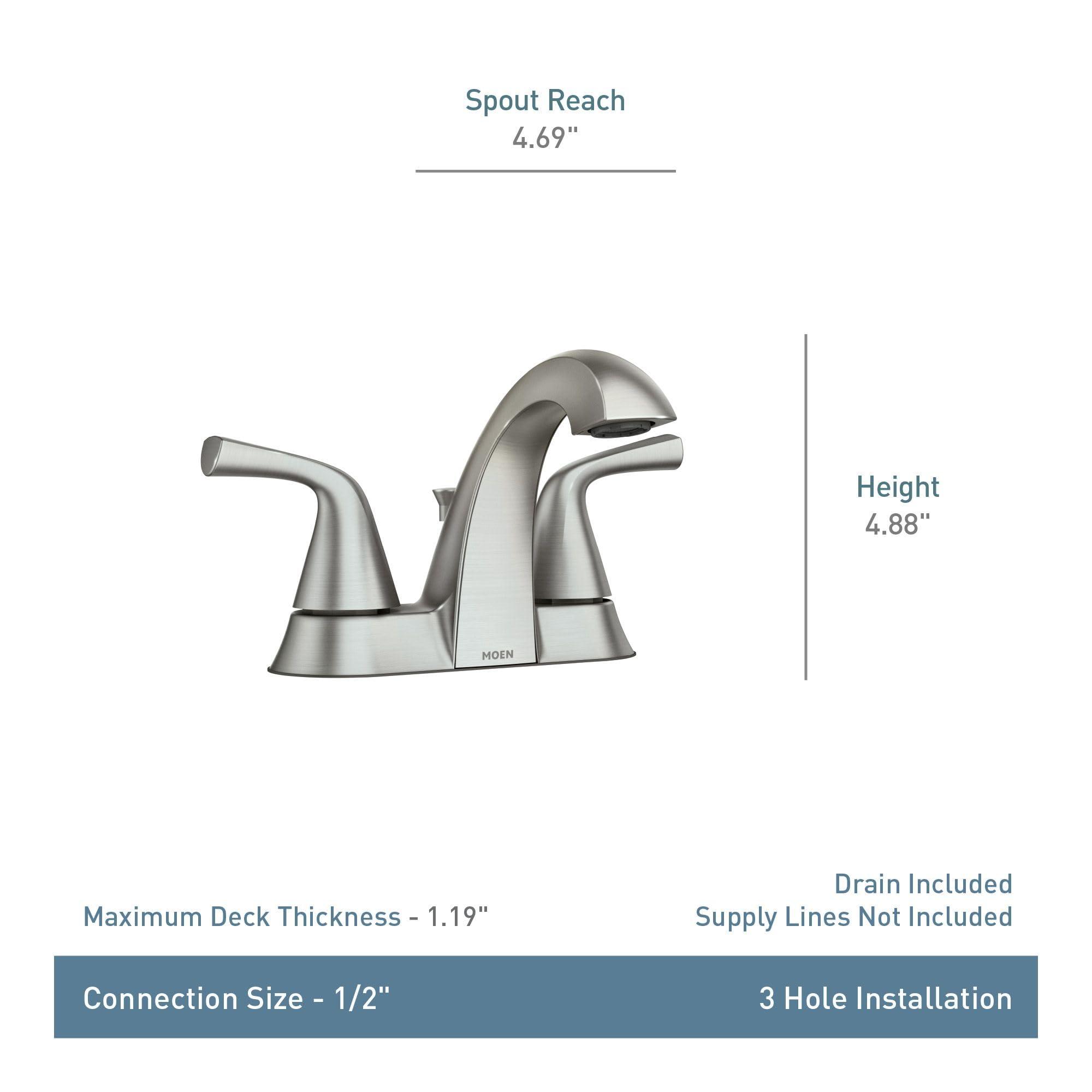 Moen Haber Spot Resist Brushed Nickel Two-Handle 4" Centerset Bathroom Faucet, 3-Hole Faucet, 84768SRN - Image 3