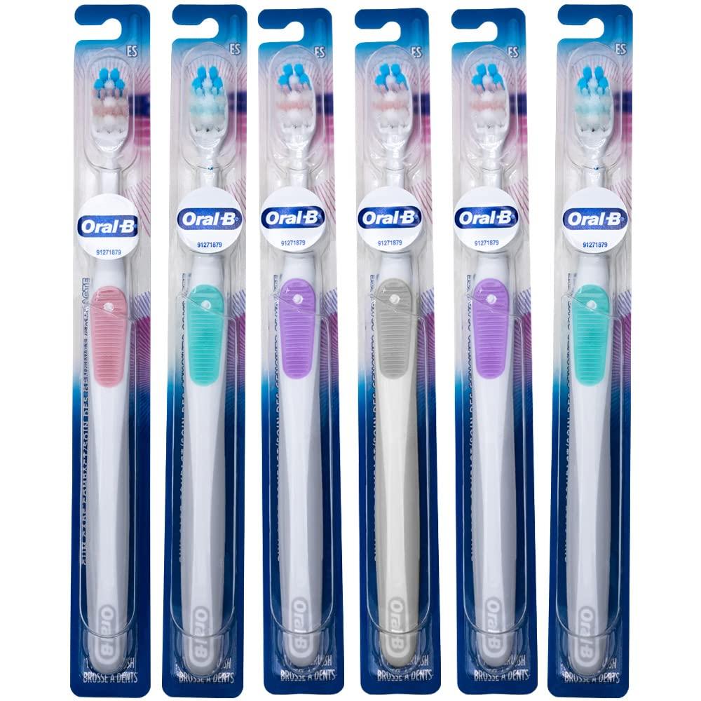 Oral-B Gum Care Extra Soft Toothbrush for Sensitive Teeth and Gums, Compact Small Head, (Colors Vary) - Pack of 6