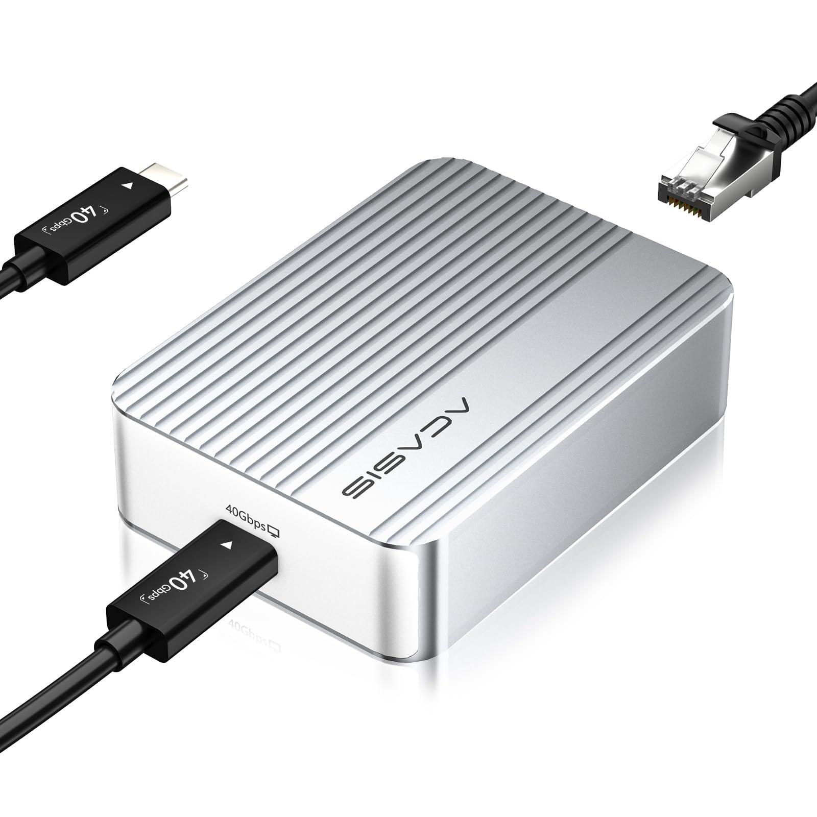 ACASIS 10Gb Ethernet Adapter, High-Speed RJ45 Network Connections Compatible with Thunderbolt 3/4 or USB4 Ports, 10gbe USB C Ethernet Adapter Supports 10/5/2.5/1Gbps 100Mb/s Base-T for Mac/Win