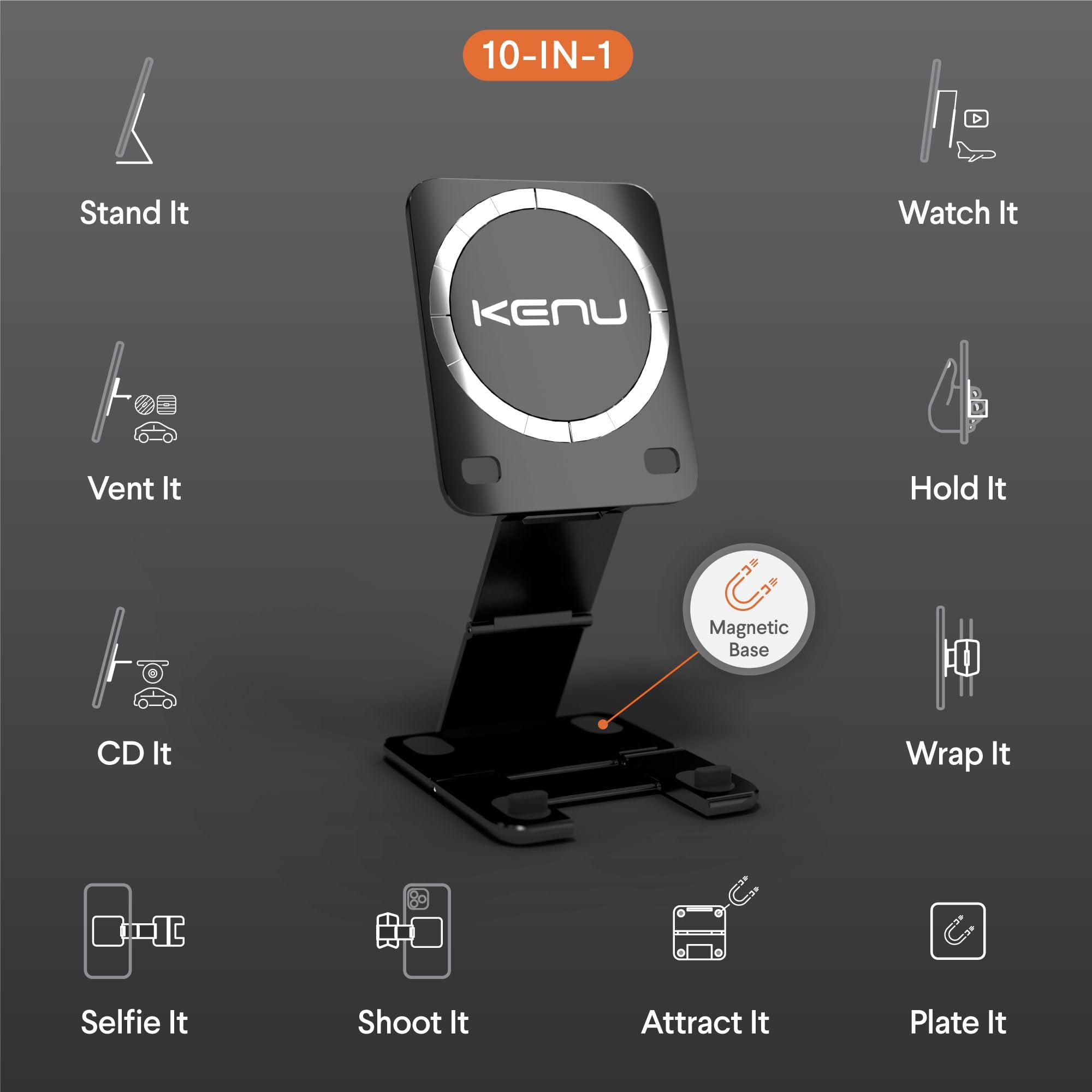 Kenu Stance+ 10-in-1 MagSafe Super Gadget, Magnetic Tripod Stand, Car Vent+Dash+CD Mount, Finger Holder, Airplane Mount, Selfie Stick, More - Image 2