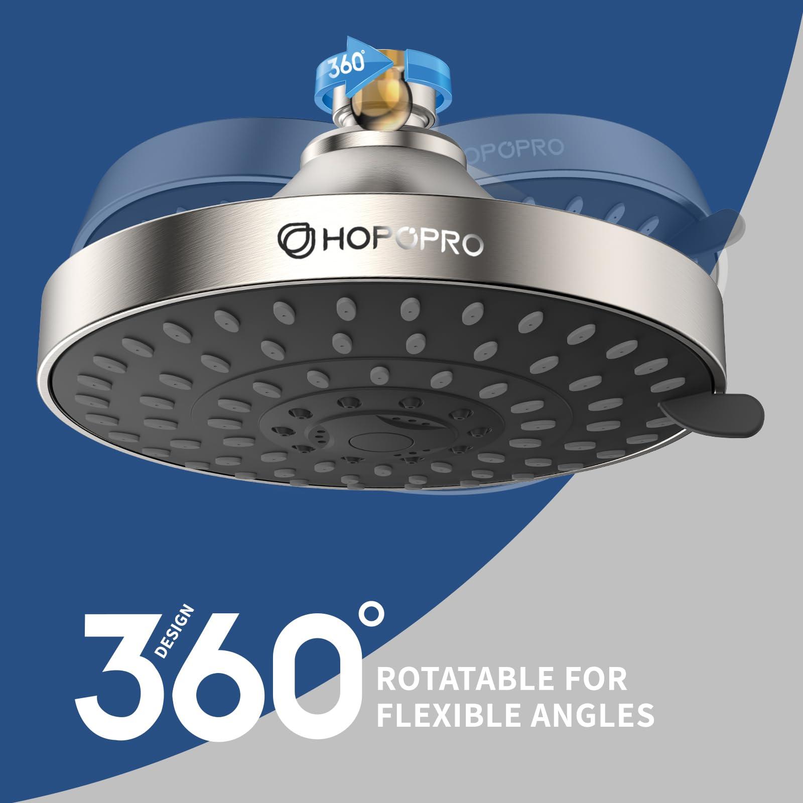 HOPOPRO 5-Mode High Pressure Shower Head - The Washington Post, NBC News, Today TV Show Recommended - High Flow Fixed Showerheads (6 Inch Brushed Nickel) - Image 3