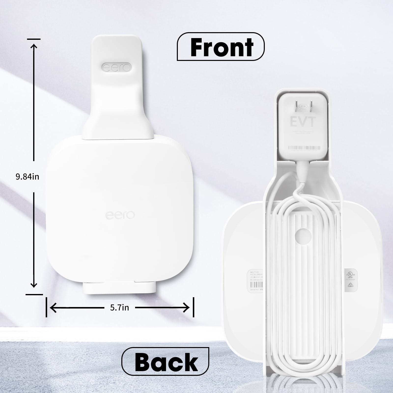 Wall Mount Holder for eero Pro 6E/Pro 6, Wi-Fi Router Wall Mount Shelf Screwless Snap-On Bracket with Cable Management&Heat Dissipation, Easy Installation, Space-Saving Design for Home/Office Networks - Image 6
