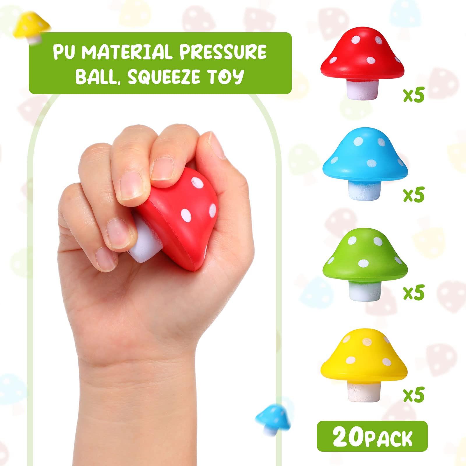 Jerify Mushroom Toys Mini Stress Balls Mushroom Party Favors PU Foam Stretchy Balls 1.57 Inch Stress Relief Fidget Toys Bulk for Festival Trinkets Adults Anxiety Relaxing (bright Colors, 20 Pcs) - Image 4