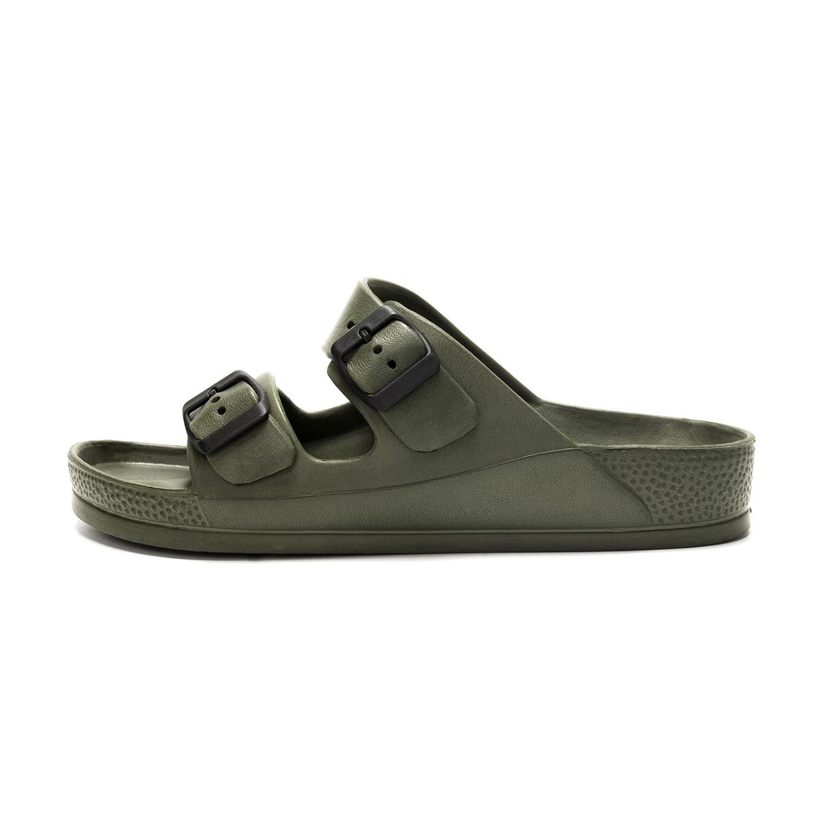 FUNKYMONKEY Men's Comfort Slides Double Buckle Adjustable EVA Flat Sandals - Image 2