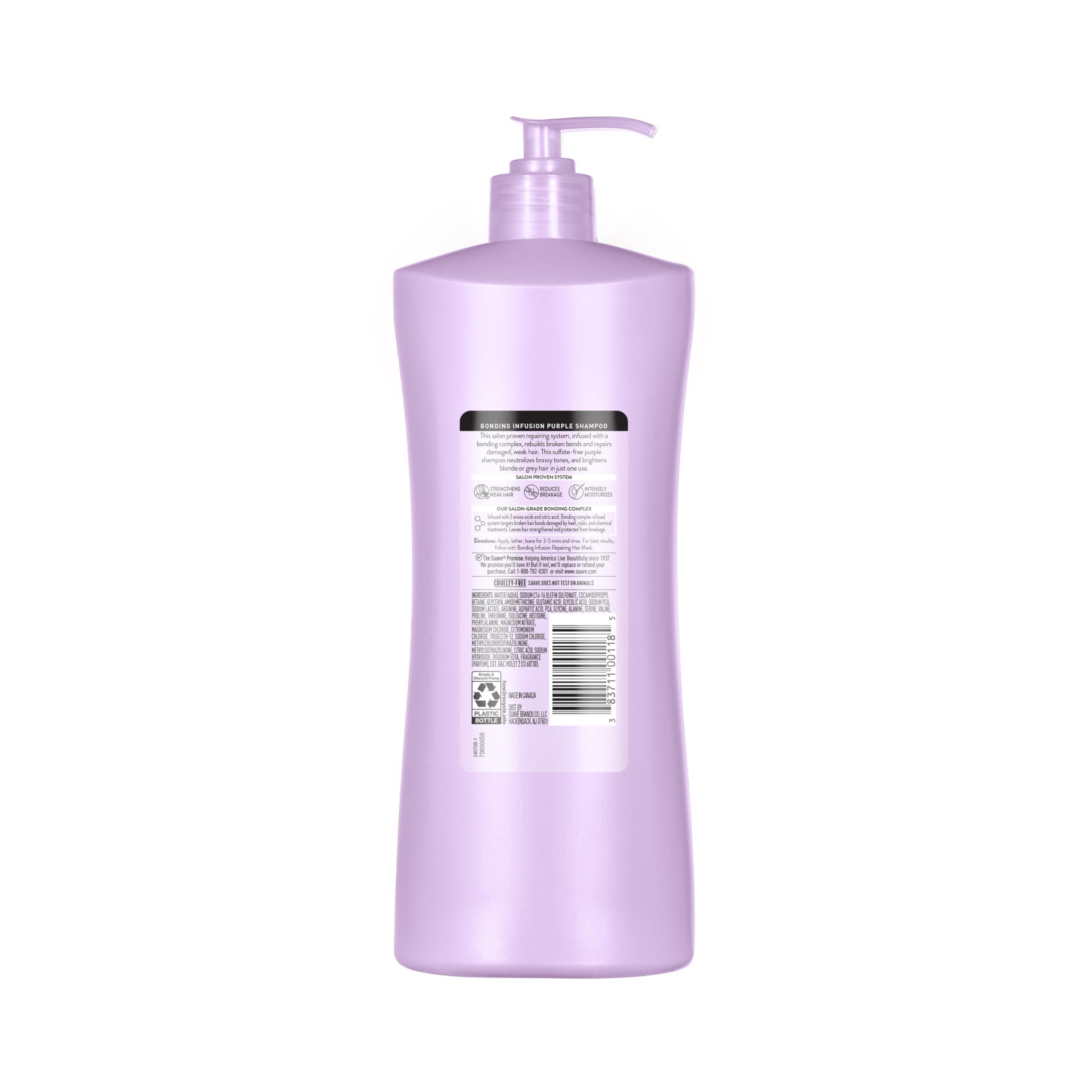 Suave Bonding Infusion Purple Toning Shampoo, for Neutralizing Brassy Tones in Blonde or Gray Hair & Repairing Broken Hair Bonds, 28oz Pump, 4 Pack - Image 8