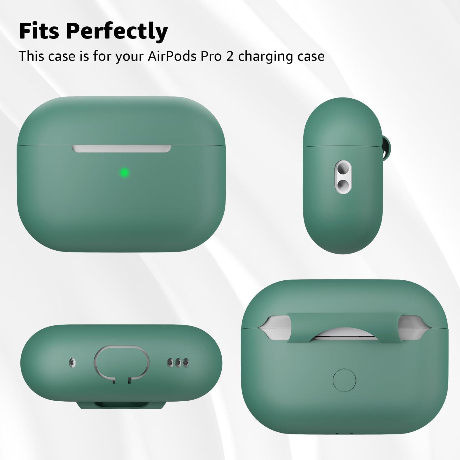Tandoler Compatible with Airpods Pro 2 Case, Soft Silicone Skin Cover Protective Cases with Cleaner kit and Lanyard Compatible for AirPod Pro 2nd Generation, Front LED Visible-Pine Green - Image 5