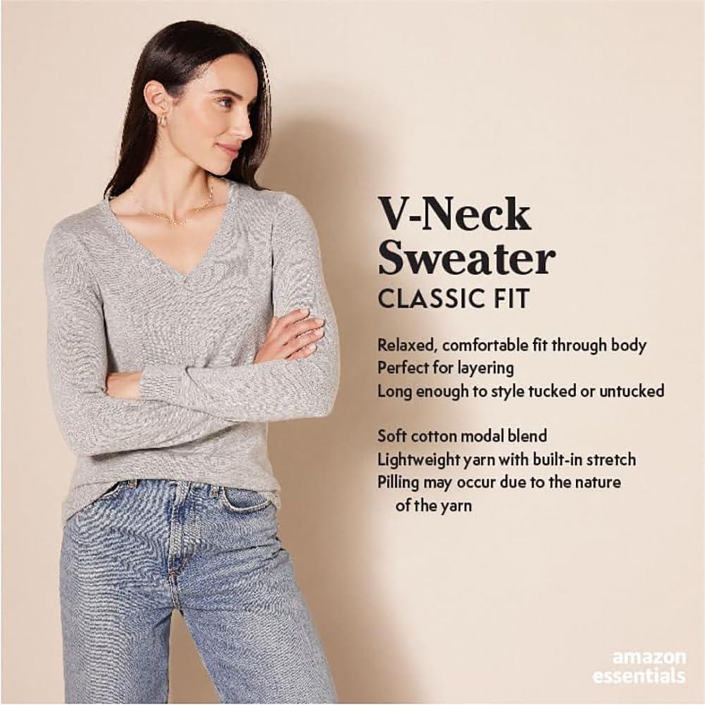 Amazon Essentials Women's Classic-Fit Lightweight Long-Sleeve V-Neck Sweater (Available in Plus Size) - Image 2