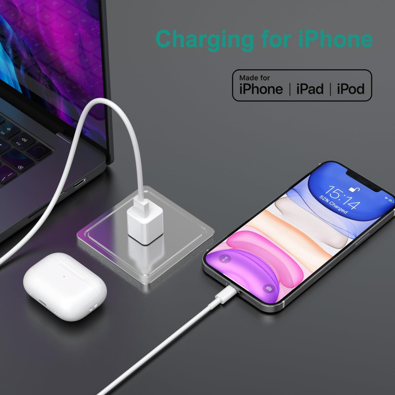 iPhone Charger Cable,3Pack (MFi Certified) Data Sync Charging Cords with 3Pack USB Wall Charger Travel Plug Adapter Compatible with iPhone 14Pro/13 Pro/12/12 Pro Max/11 Pro Max/XS Max/XS/XR/X/8 - Image 6