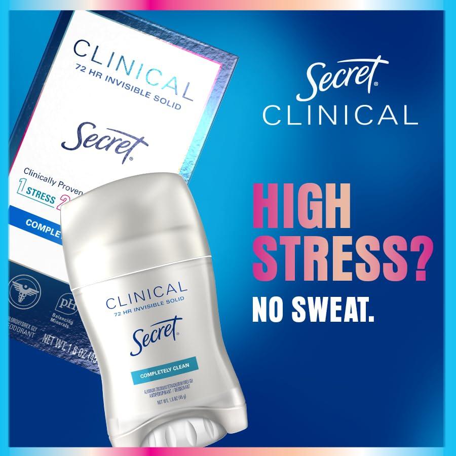 Secret Clinical Strength Antiperspirant Deodorant for Women, 3X Stress Protection, 72hr Sweat & Odor Protection, PH Balancing Minerals, Invisible Solid, Clean Lavender Scent, 2.6 oz - Image 7